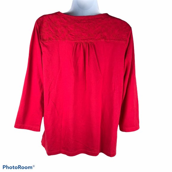 LIZ CLAIBORNE 3/4 sleeves embroidered blouse XL - Picture 2 of 6